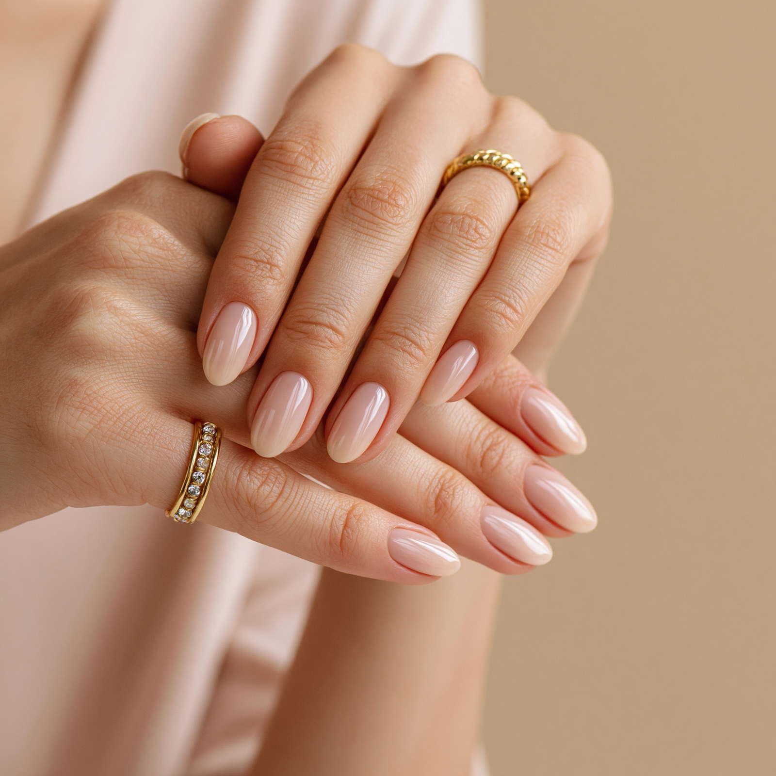 Manicure nude clásico brillante